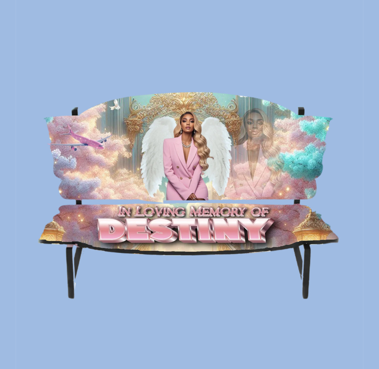 🕊️ Forever In Bloom"– Custom Memorial Bench Tribute