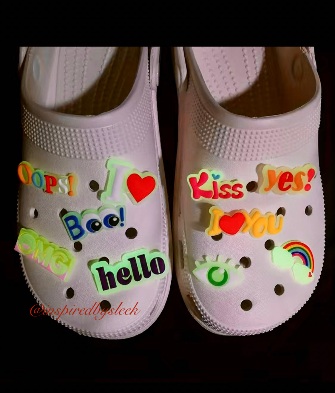 Glow In The Dark 4 pcs Expression Shoe Charms