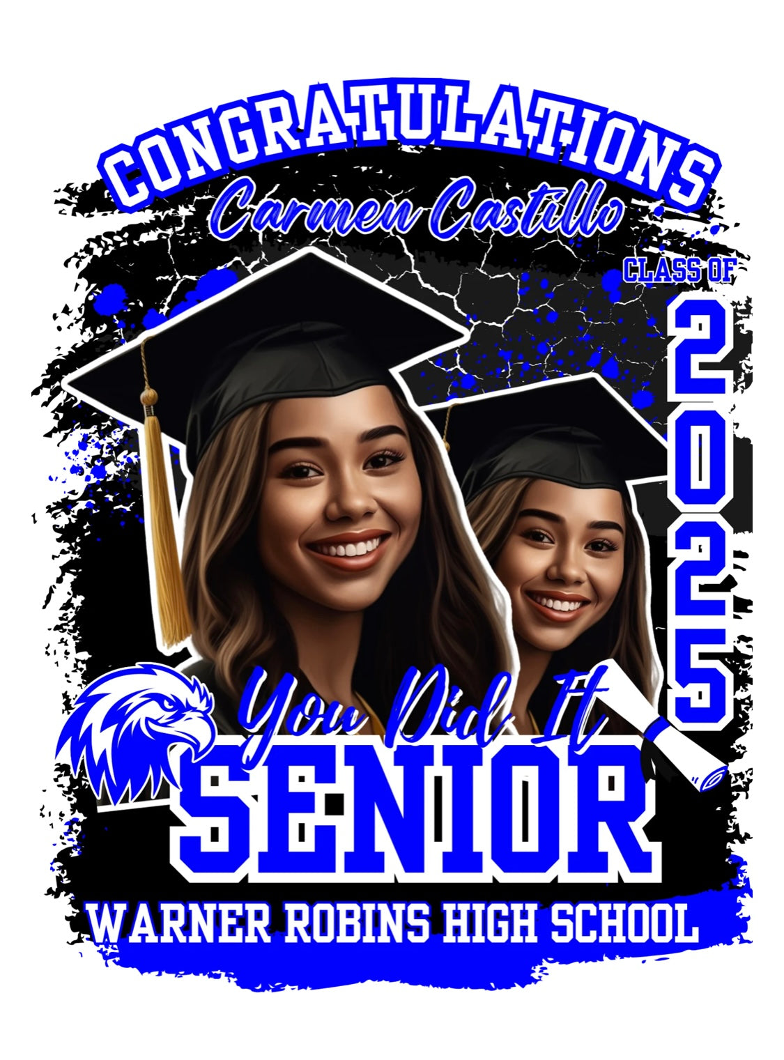 Blazin Blue Graduation T-Shirt & Matching Stole