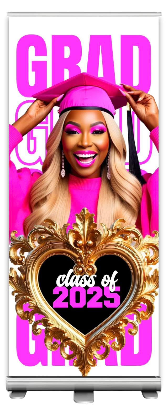 🎓💖 “Poppin’ in Pink” – 8x8 Graduation Glam Banner
