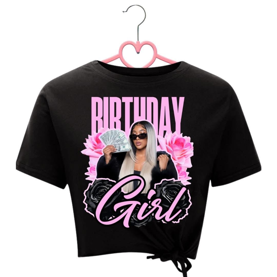 🎉 “Birthday Slay Crop” – Custom Cropped Tee