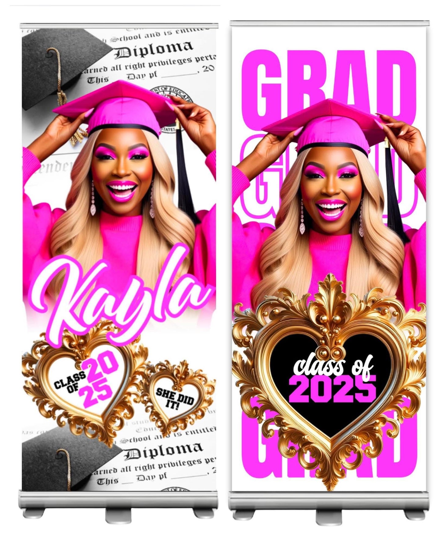 🎓💖 “Poppin’ in Pink” – 8x8 Graduation Glam Banner