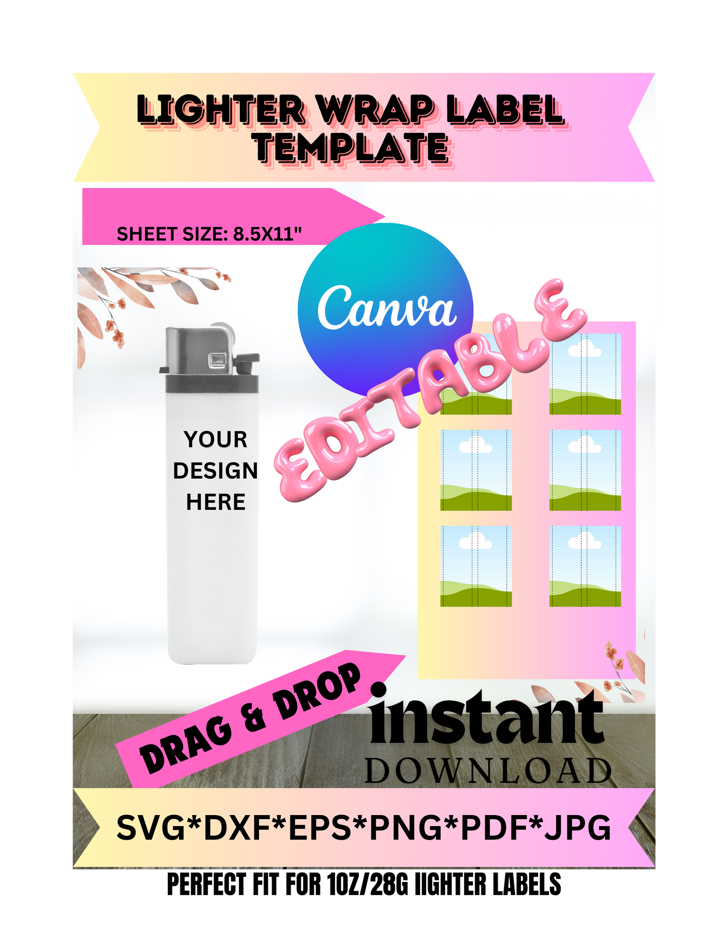 * Digital Download* Lighter Wrap Label Template