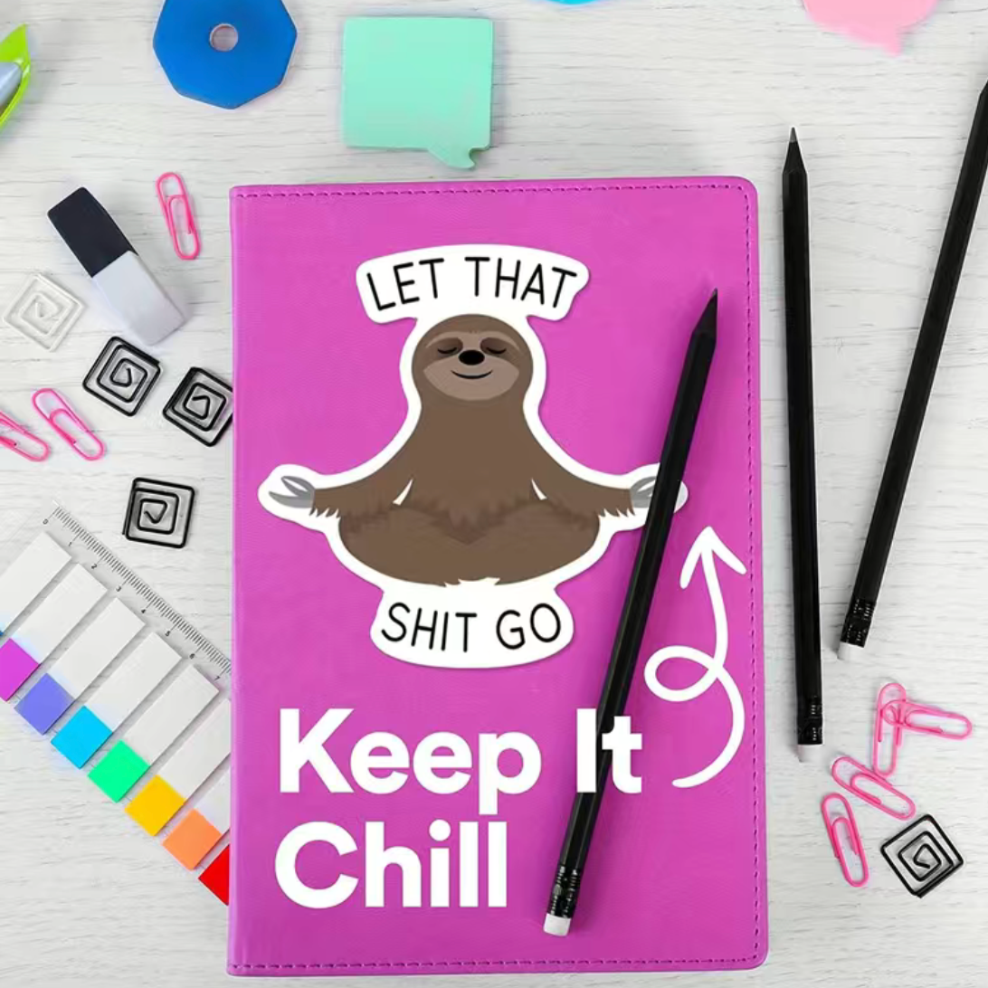 Let It Go Meditating Sloth Funny Single Sticker