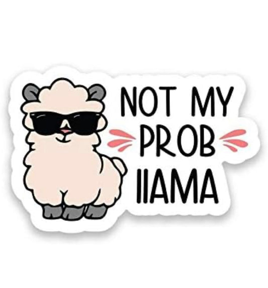 Not My Prob Llama Funny Single Sticker