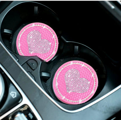 Posavasos para coche Spice It Up Bling Heart, paquete de 2