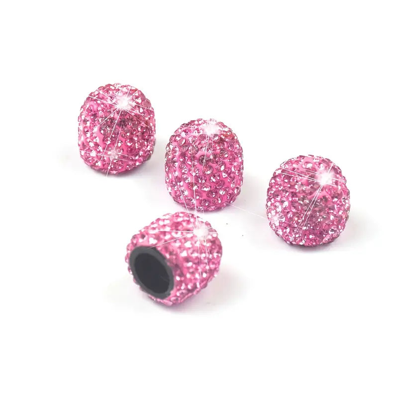 Sparkling Rhinestone 4pcs Valve Stem Dust Caps